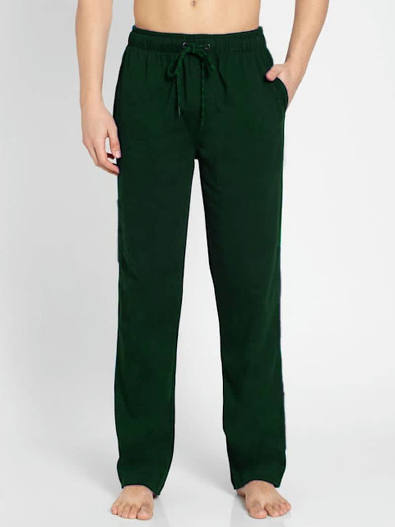 Men's Super Combed Cotton Looper Rich Fabric Straight Fit Trackpants -  Dark Green | M7 Clothing